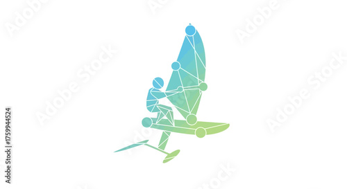 Windsurfing with Polygonal Design  Modern Aquatic Sport Concept for Water Activities