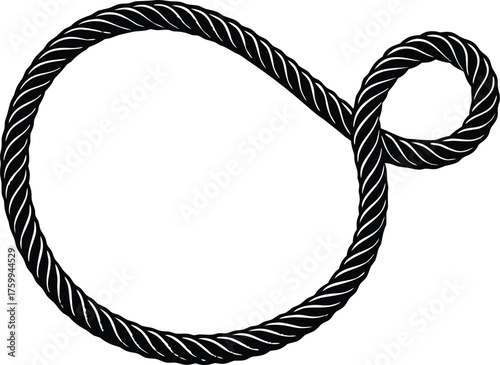 Lasso rope frame icon. Western or nautical border silhouette