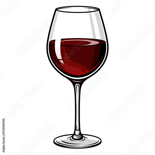 Elegant wine glass filled with rich red wine, ready to drink.