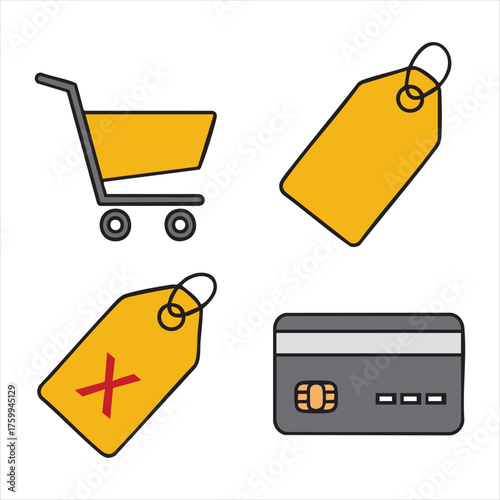 Shopping Cart and Payment Icons Set, E Commerce and Retail Icon Collection