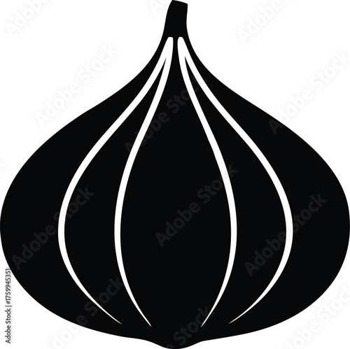 Isolated garlic vegetable silhouette. Natural seasoning vector symbol
