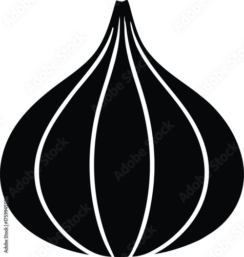 Garlic bulb silhouette. Healthy food ingredient vector graphic