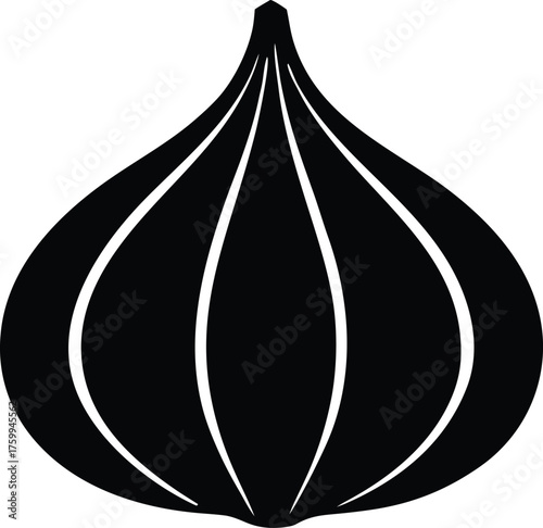 Garlic bulb silhouette. Healthy food ingredient vector graphic