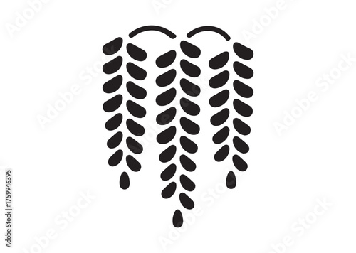 black wisteria flower design on white background clip art preview