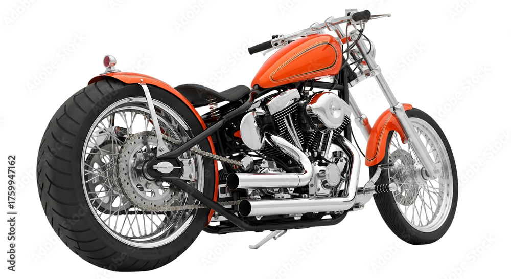 Obraz premium Custom Orange Chopper Motorcycle chrome