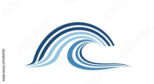 Abstract Ocean Wave Composition in Blue Tones Against a Dark Background Design