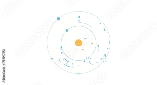 Abstract Solar System Representation Set Against a Deep Black Backdrop Design