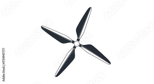 Abstract Propeller Illustration On Black Background, High-Tech Minimalist Graphic Design