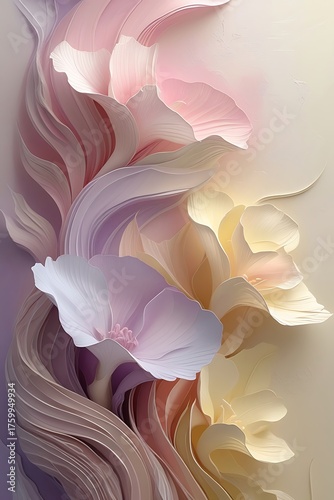 Abstract floral pastel dreams artistic illustration of elegant flowers in soft hues for backgrounds and design elements emphasizing beauty and serenity perfect for various creative projects
