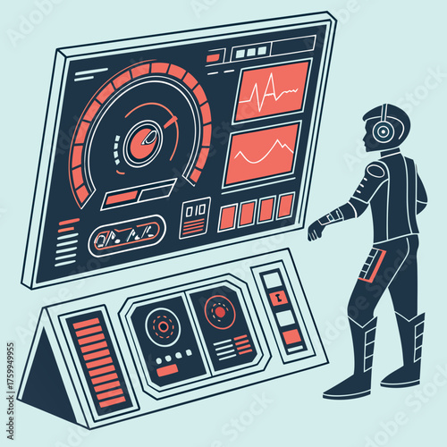 Vector art of astronaut in spaceship