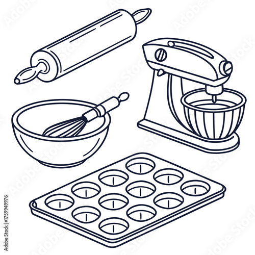 Vector art of baking tools