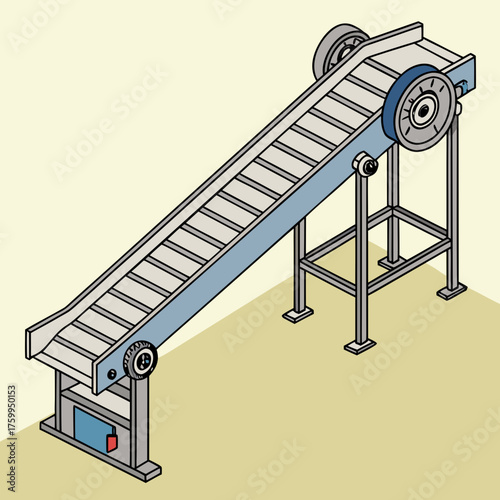 Vector art of conveyor belt on a yellow background