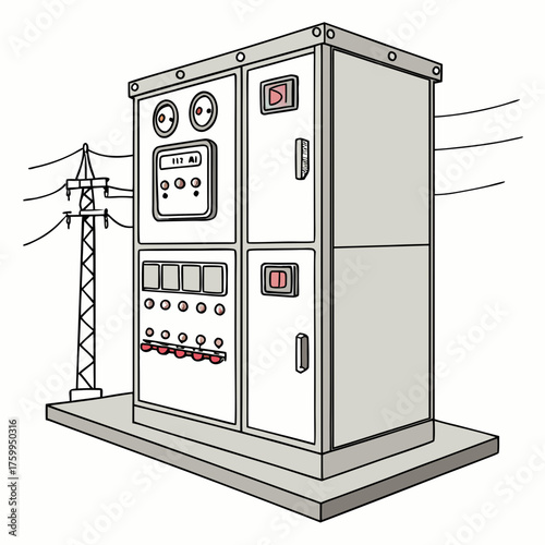 Vector art of electrical control cabinet