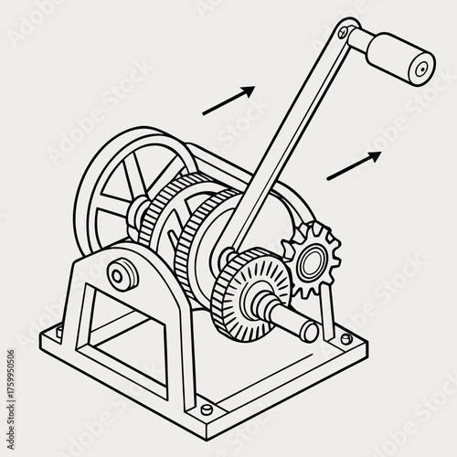 Vector art of hand winch mechanism
