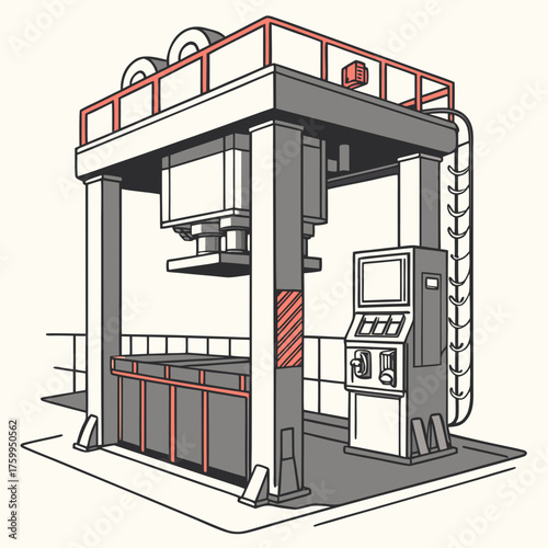 Vector art of industrial press machine