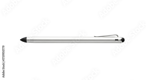Silver stylus pen isolated on transparent background, a versatile tool for touch screen devices, offering precision and ease of use for writing and drawing