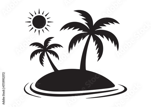 Tropical island icon, Tropical island solid vector