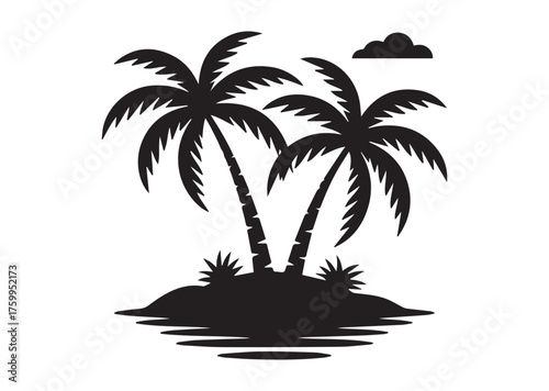 Tropical island icon, Tropical island solid vector