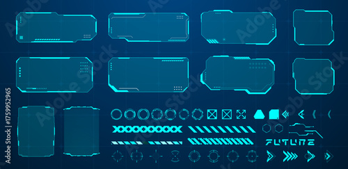 Set Vector futuristic HUD Frame Vector Editable
