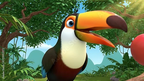 Animated Toucan in Jungle Setting