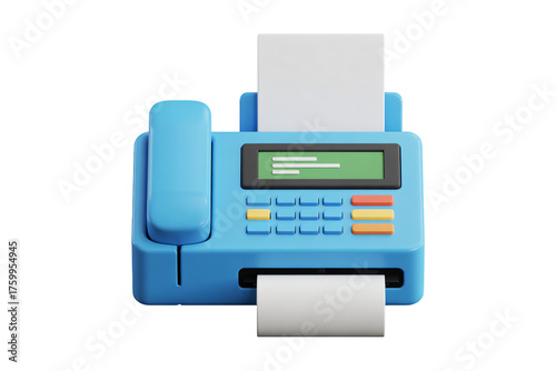 Retro fax machine with paper, perfect for adding a nostalgic touch to your office or technology design project, bringing back vintage vibes with modern appeal