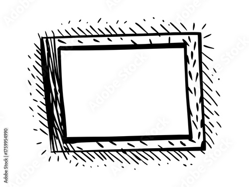 Grunge paint stroke frame with abstract sketchy texture vector