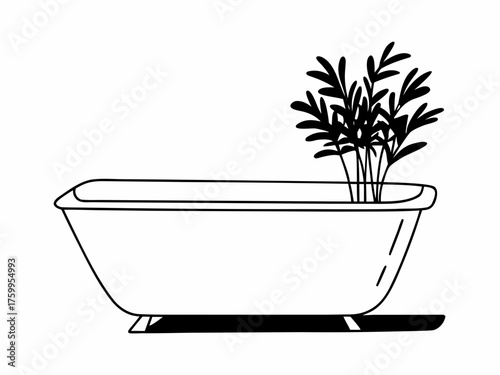 Minimalist illustration of a decorative indoor plant in a modern tub