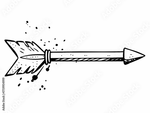 Distressed ink arrow illustration with splatter marks vector