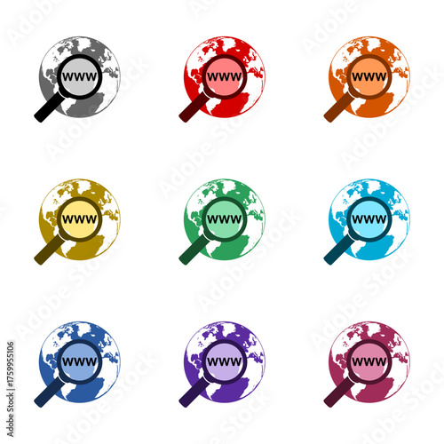 Website WWW  icon isolated on white background. Set icons colorful