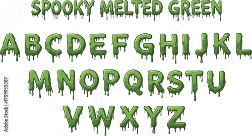 Spooky Melted Green Font Set