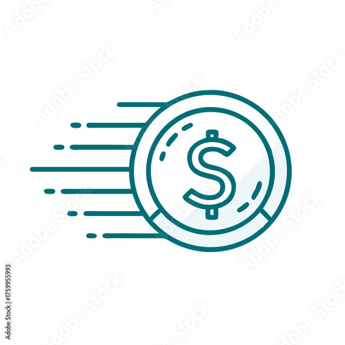 Dollar Coin Transfer With Motion Lines for Web and Graphic Design