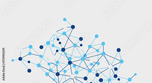 Abstract network of interconnected nodes and lines in shades of blue.