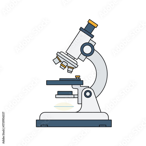 A scientific microscope with multiple lenses and a slide stage.