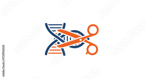 Scissors cutting a DNA strand, symbolizing genetic modification.
