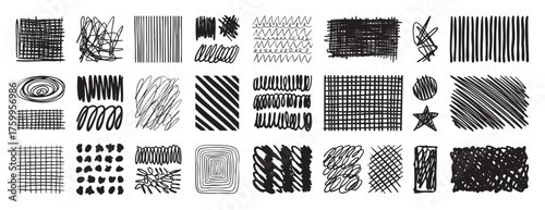Set abstract scribble. Hand drawn doodle selection symbols isolated on white background. set, doodle hand drawn, for stickers, logos, branding, social media and printable.