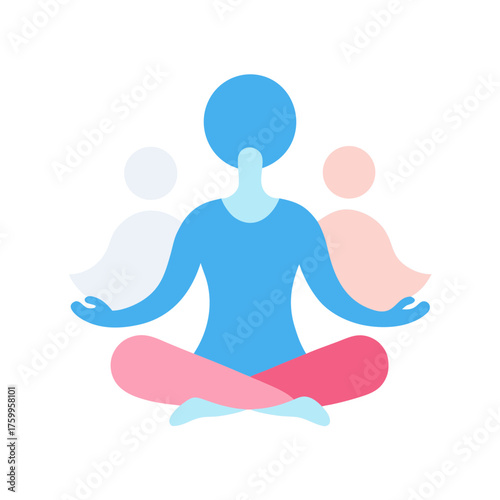 Calm person meditating mindfulness vector illustration peaceful zen yoga pose