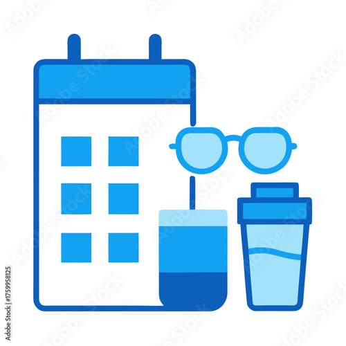 Healthy hydration schedule vector illustration for wellness and fitness planning