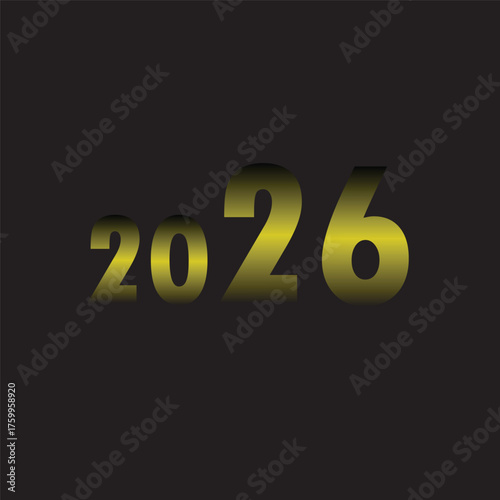 Elegant golden 2026 number design isolated on black background perfect for new year celebrations and event promotions
