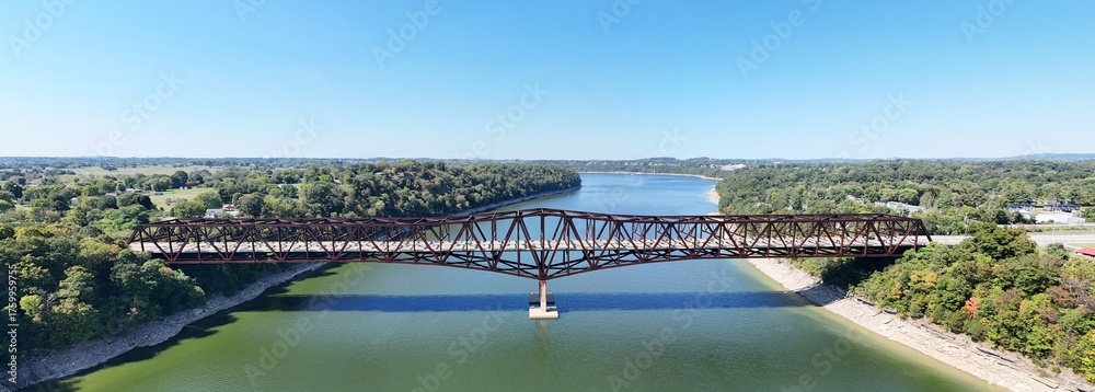 custom made wallpaper toronto digitalAerial shot of rusty steel truss Bronston Bridge named The Houseboat Capital of the World Bridge spanning Cumberland River, with tree-lined banks and distant countryside