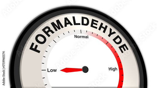 Tableau sur toile Formaldehyde at low levels, shown on a barometer or tachometer, indicating minim