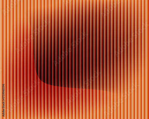 Thousand glass ripple effect background with vertical lines blending deep red, orange, and black tones for dramatic modern abstract gradient design and digital artwork. Vector illustration.