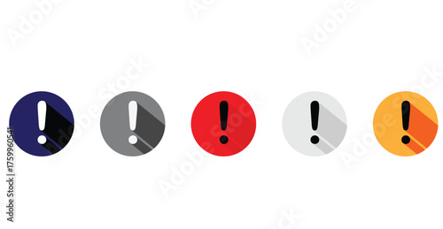 Exclamation danger icon flat vector set. Danger, warning sign icon set .