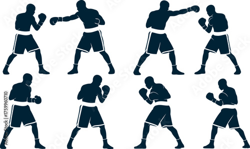 Set of vector silhouettes of people playing various sports like football, soccer, and rugby, showing action and competition