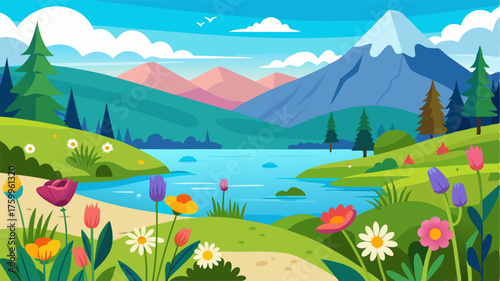 An idyllic escape to a lakeside meadow away from the hustle and bustle of city life where one can breathe in the sweet scent of blooming wildflowers and fresh water.