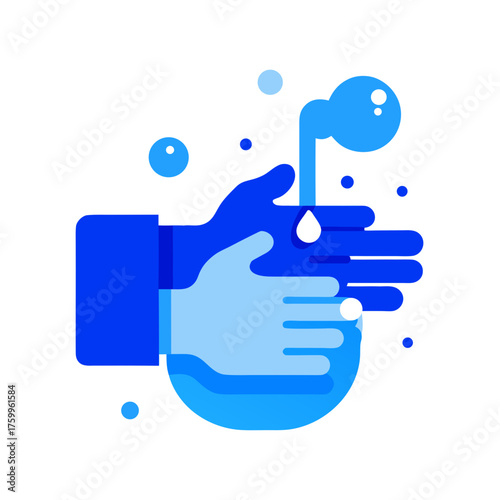 Detailed vector illustration showing step-by-step handwashing process isolated on white background