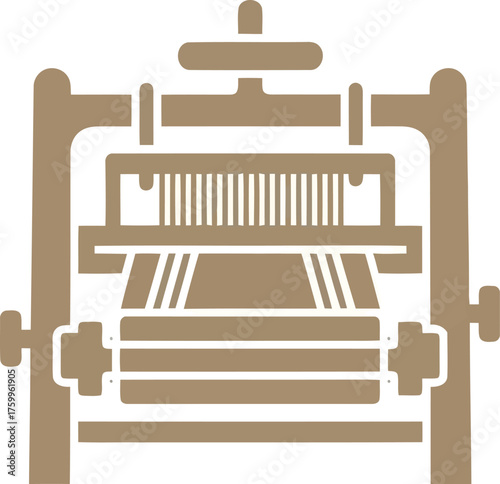 Vintage loom textile craft manufacturing art vector