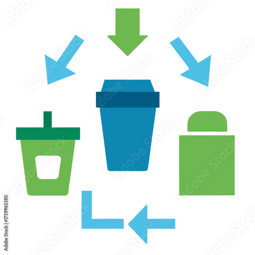 Eco concept waste separation process vector illustration isolated on white background