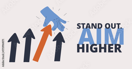 Cartoon vector illustration of arrows pointing upward, symbolizing opportunity as moving forward toward new possibilities