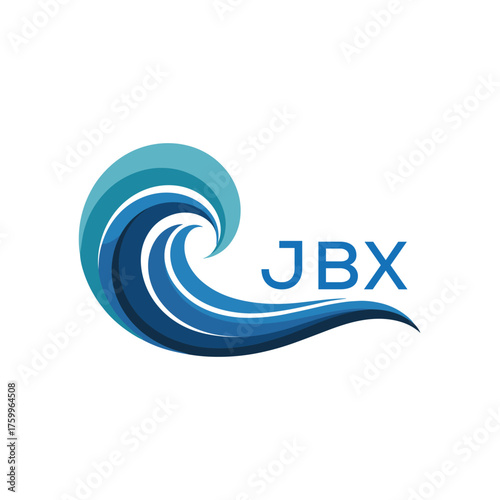 Wave Ocean Logo Design with Text JBX Later Logo, Creative Ocean Wave Symbol with Text 

