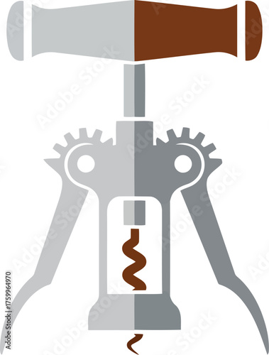 Vintage corkscrew wood handle wine opener tool vector
